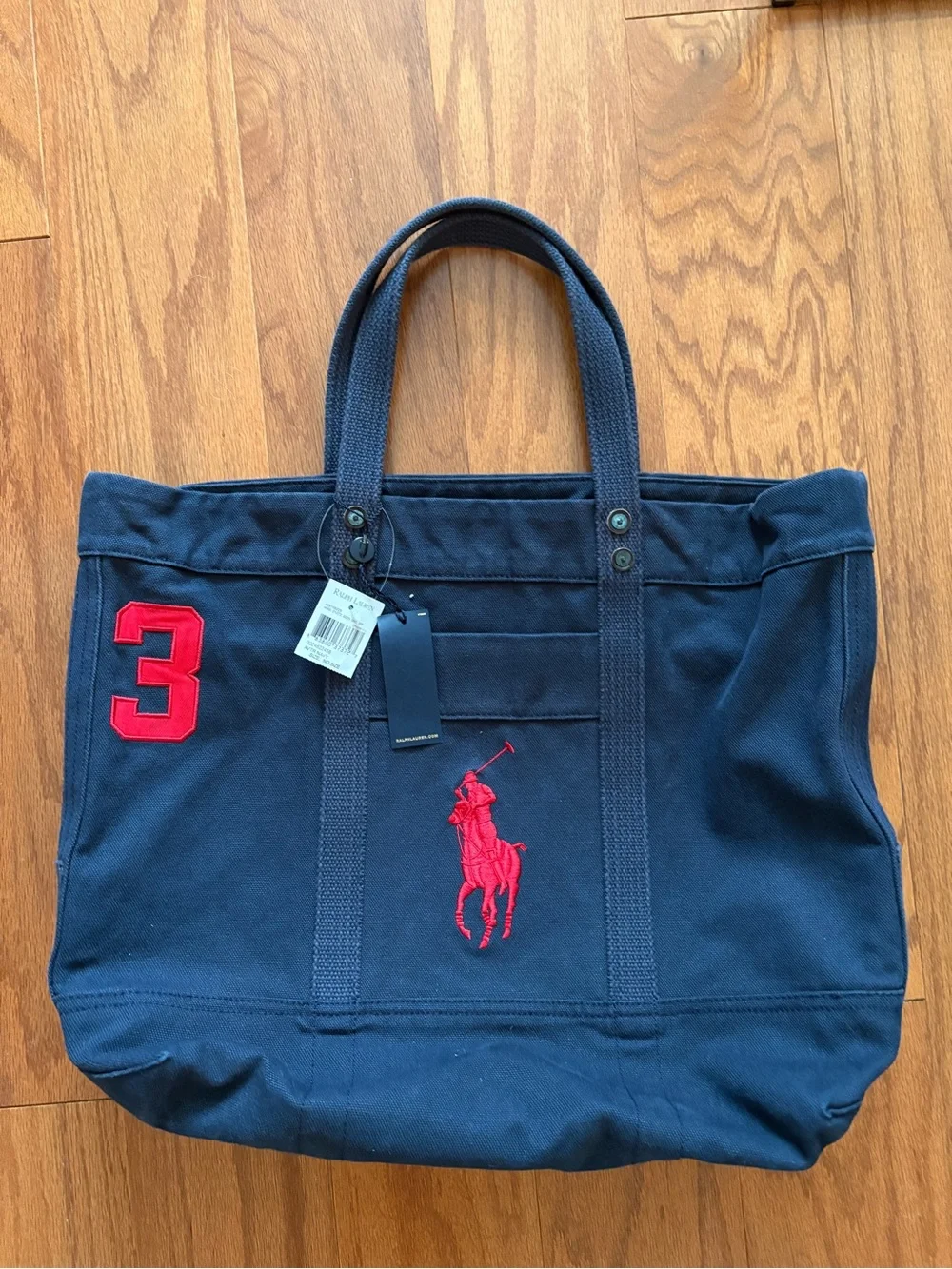 Polo by Ralph Lauren Navy Blue “Big Pony” Canvas Tote